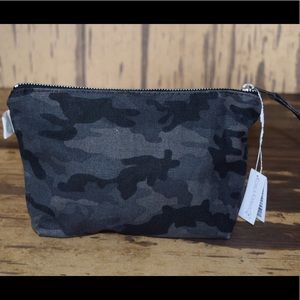 Quilted koala small black camo makeup bag